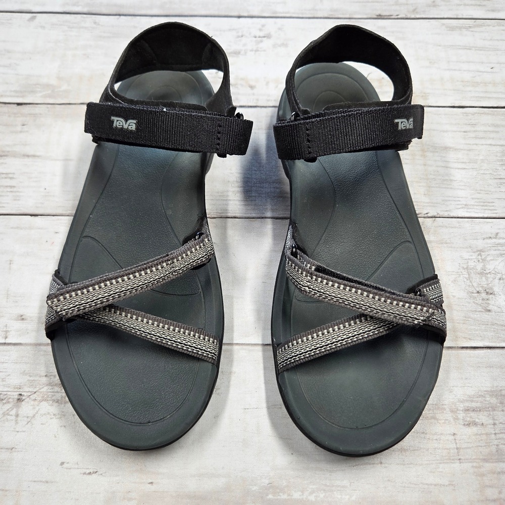 Teva Verra Strappy Sport Sandals Women 7 Black Grey 1006263 Damaged